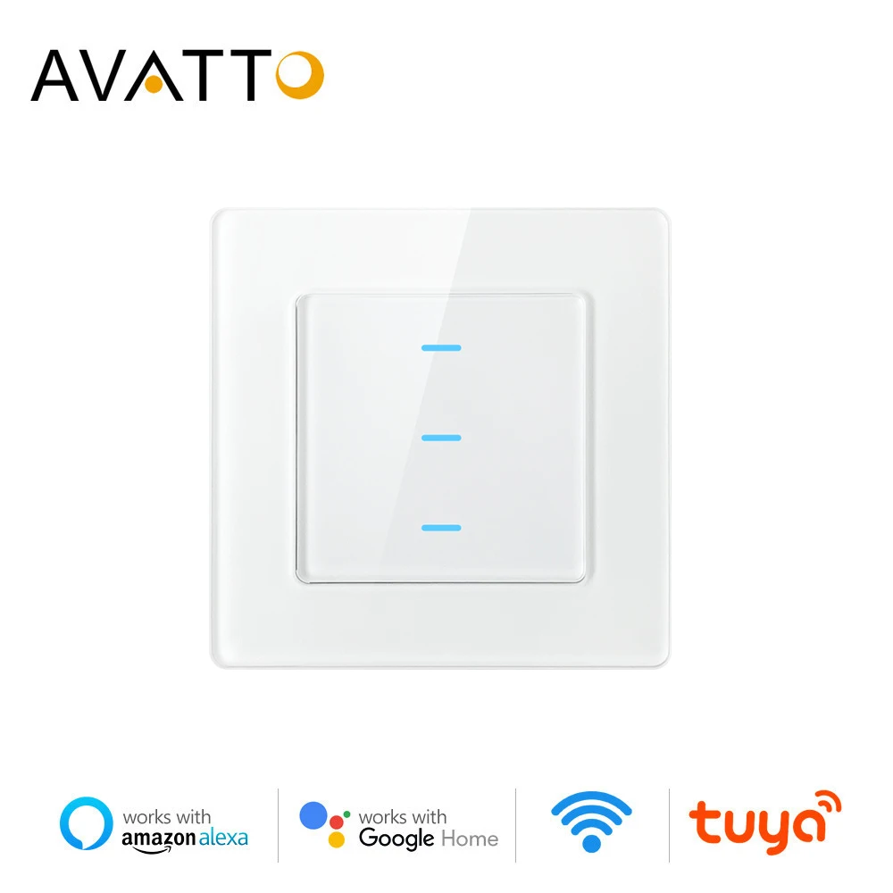 AVATTO Tuya WiFi Touch Switch,Smart Glass Panel Wall Lamp Light Switch 1/2/3 Gang AC100-240V works with Alex/Google home
AVATTO Tuya WiFi Touch Switch,Smart Glass Panel Wall Lamp Light Switch 1/2/3 Gang AC100-240V works with Alex/Google home