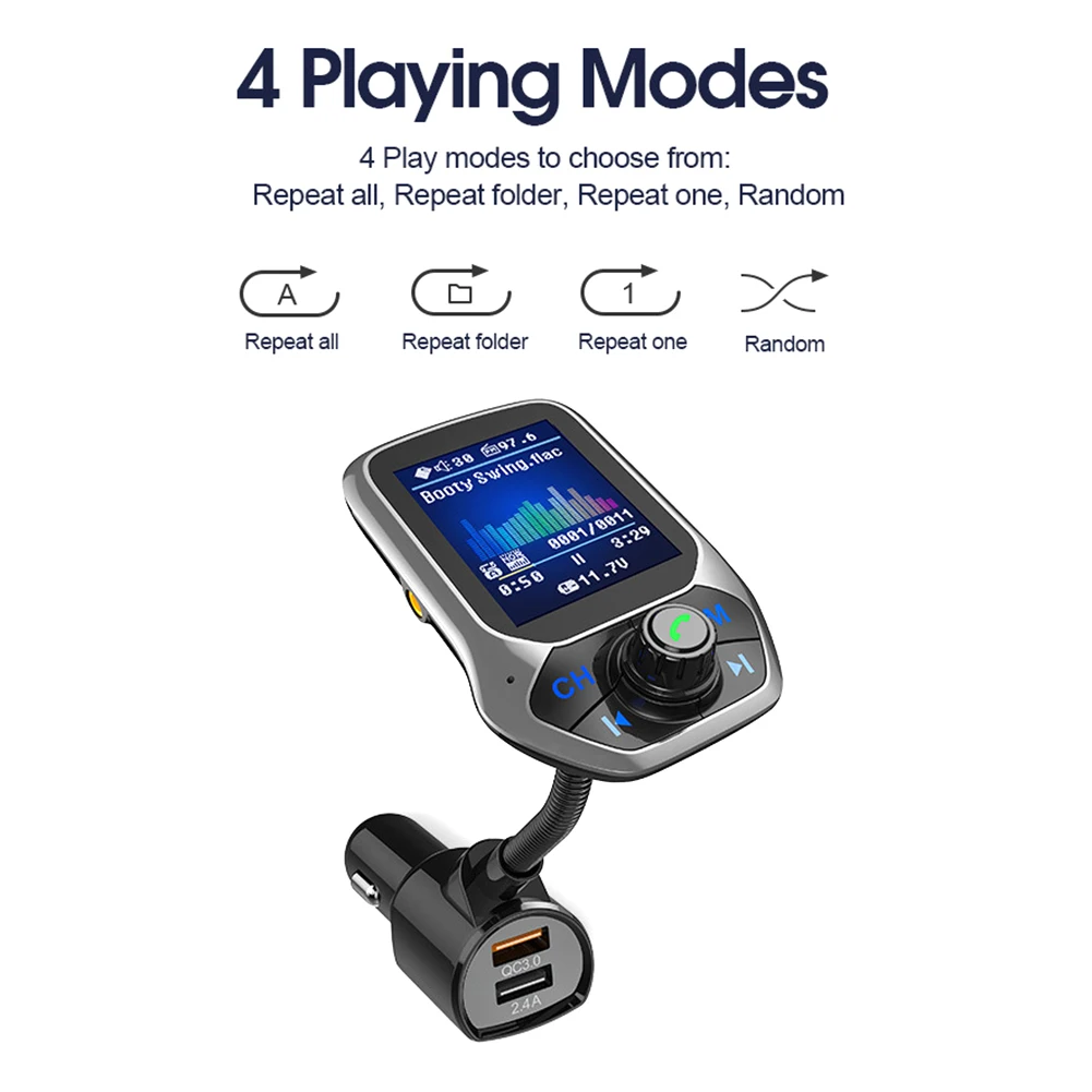 USB Quick Charge T43 Bluetooth 5.0 FM Transmitter MP3 Music Player 1.8inch TFT Color Display Bluetooth Car Kit Handsfree
USB Quick Charge T43 Bluetooth 5.0 FM Transmitter MP3 Music Player 1.8inch TFT Color Display Bluetooth Car Kit Handsfree