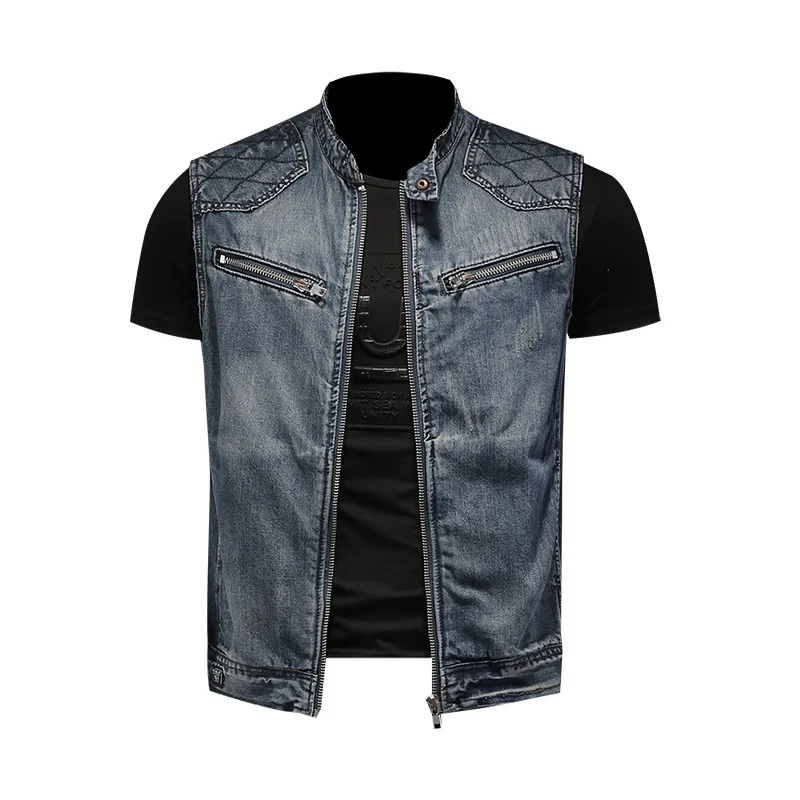 High Quality Motorcycle Biker Denim Vest Men's Vintage Blue Embroidery Zippers Pockets Sleeveless Jackets Punk Cowboy Fashion Wa
High Quality Motorcycle Biker Denim Vest Men's Vintage Blue Embroidery Zippers Pockets Sleeveless Jackets Punk Cowboy Fashion Wa