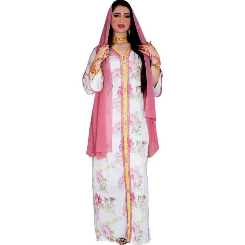 Ramadan White Floral Abaya Dress for Women 2022 Elegant Ethnic Lace Ribbon V Neck Dubai Turkey Arab Oman Muslim Islamic Clothes
Ramadan White Floral Abaya Dress for Women 2022 Elegant Ethnic Lace Ribbon V Neck Dubai Turkey Arab Oman Muslim Islamic Clothes