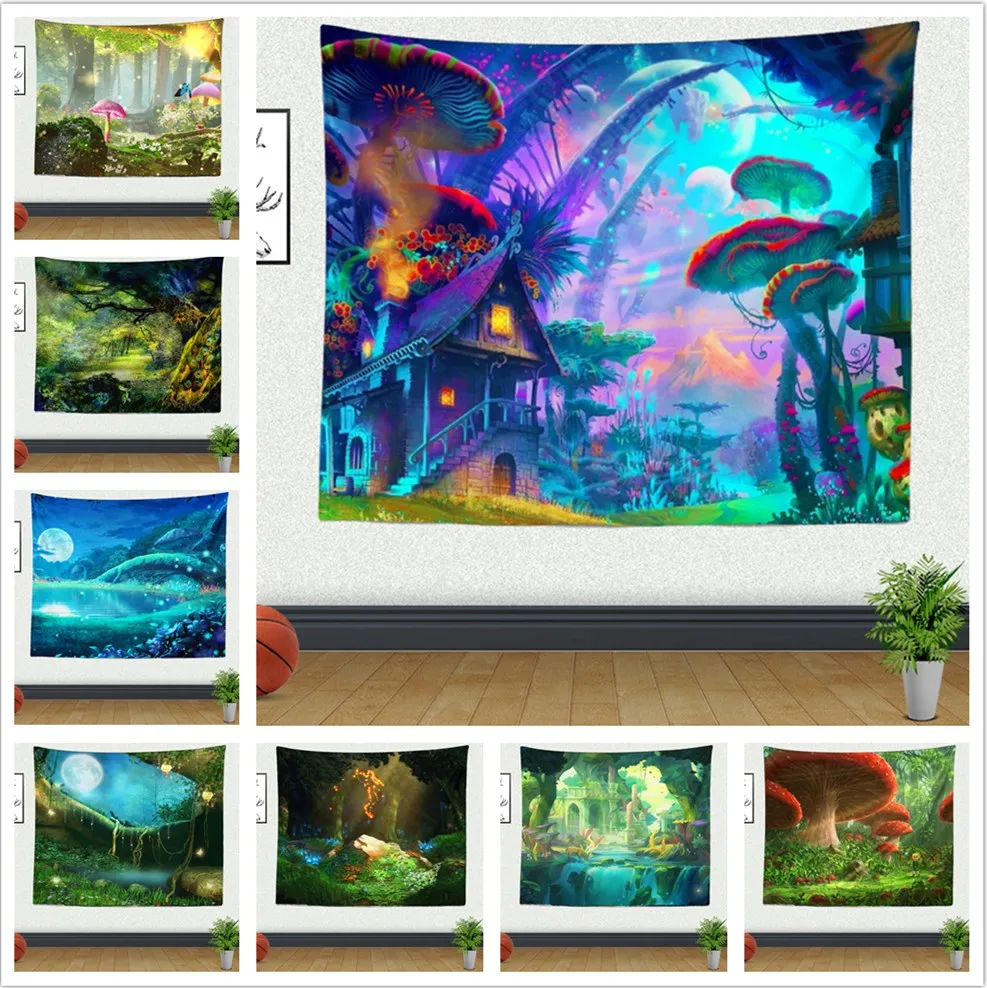 Psychedelic Forest Tapestry Home Wall Decoration Tapestry Magical Mushroom House Background Cloth Bed Hanging Paintings for Room
Psychedelic Forest Tapestry Home Wall Decoration Tapestry Magical Mushroom House Background Cloth Bed Hanging Paintings for Room