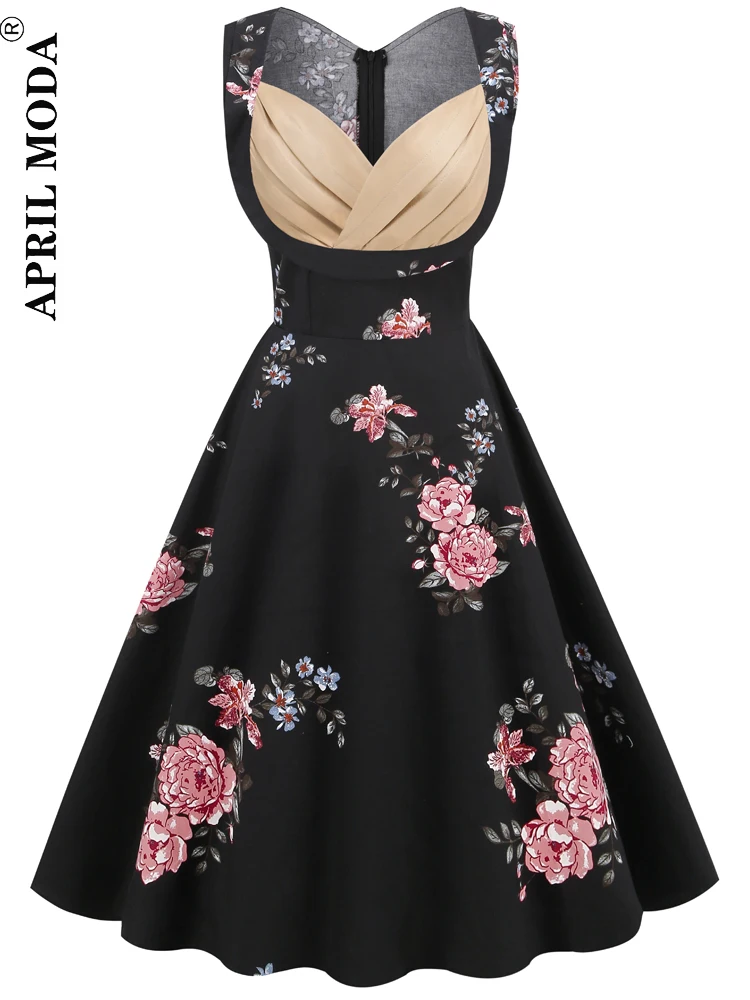 2022 Floral Print Women Sleeveless Print Dresses Black Office Casual Sweet Vintage A-line Party Robe Summer Beach Dress Vestidos
2022 Floral Print Women Sleeveless Print Dresses Black Office Casual Sweet Vintage A-line Party Robe Summer Beach Dress Vestidos