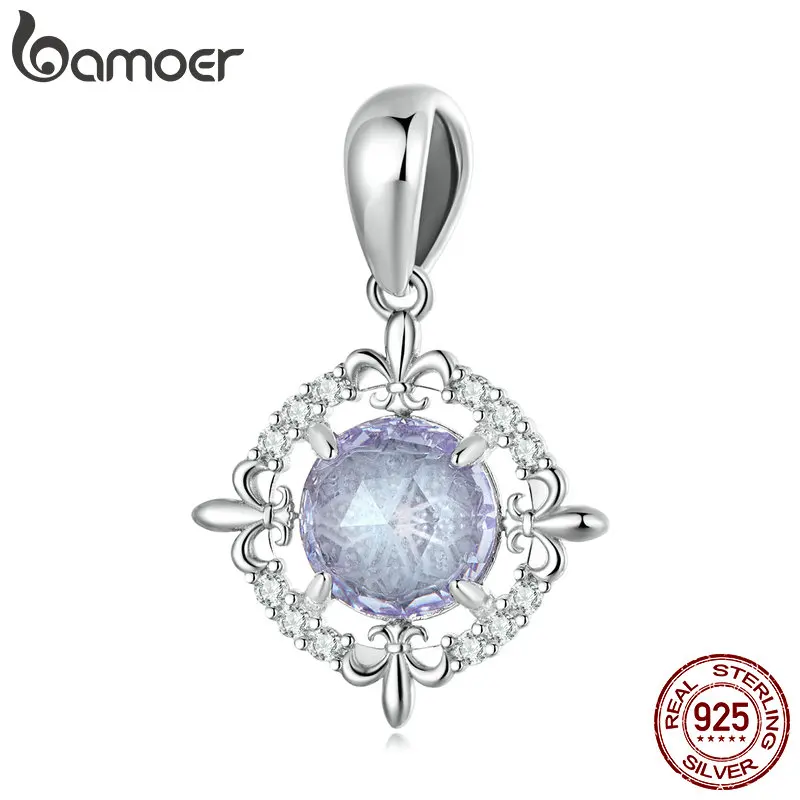 

Bamoer 100% 925 Sterling Silver Pavé Sparkling CZ Fleur-De-Lis Hanging Bead Fit Female Bracelet & Bangle Bead Jewelry Diy Making