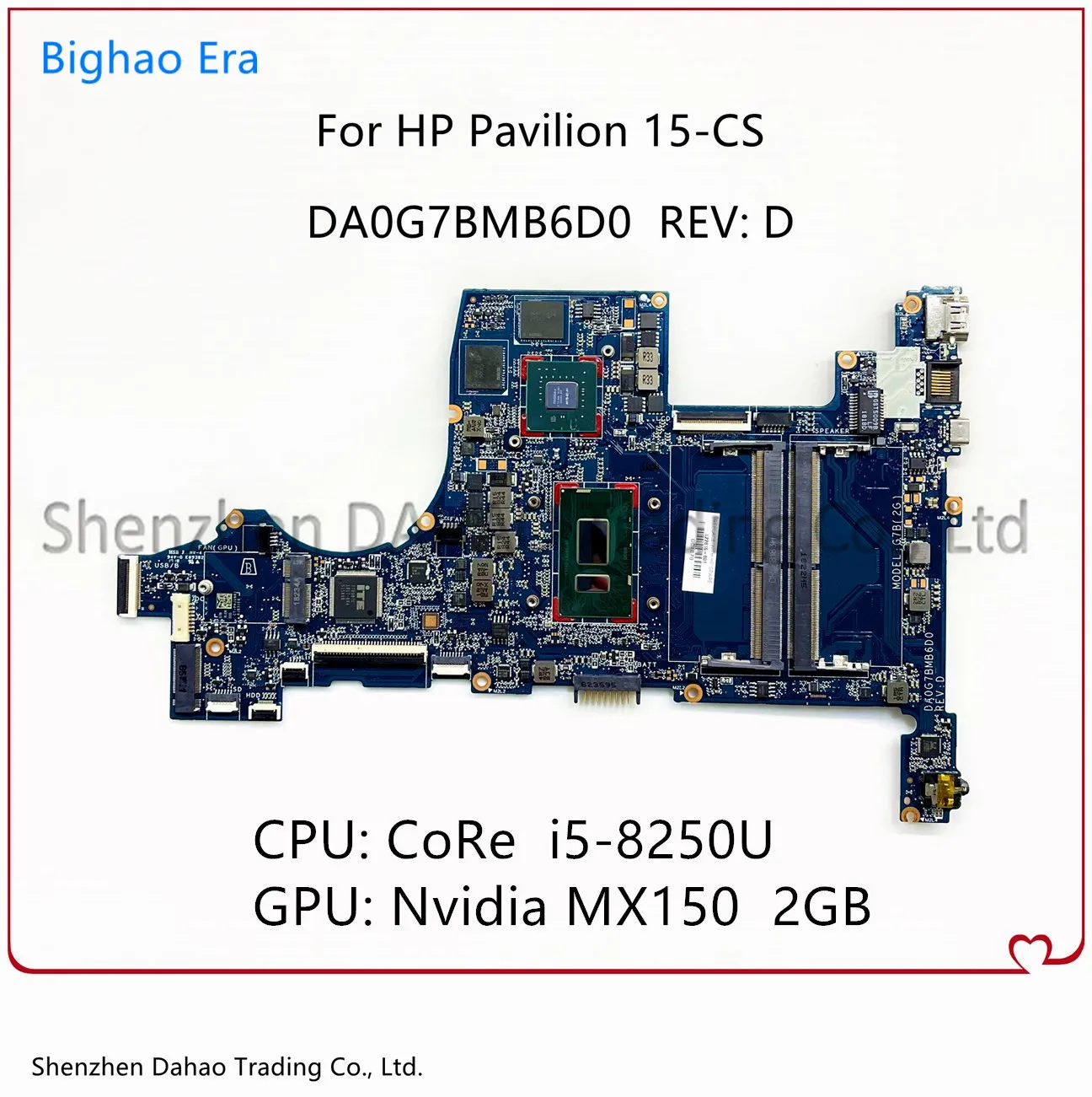 Материнская плата для ноутбука HP Pavilion 15-CS 15-CS0014NS с процессором i5-8250U MX150 2g-gb-графическим процессором
Материнская плата для ноутбука HP Pavilion 15-CS 15-CS0014NS с процессором i5-8250U MX150 2g-gb-графическим процессором
