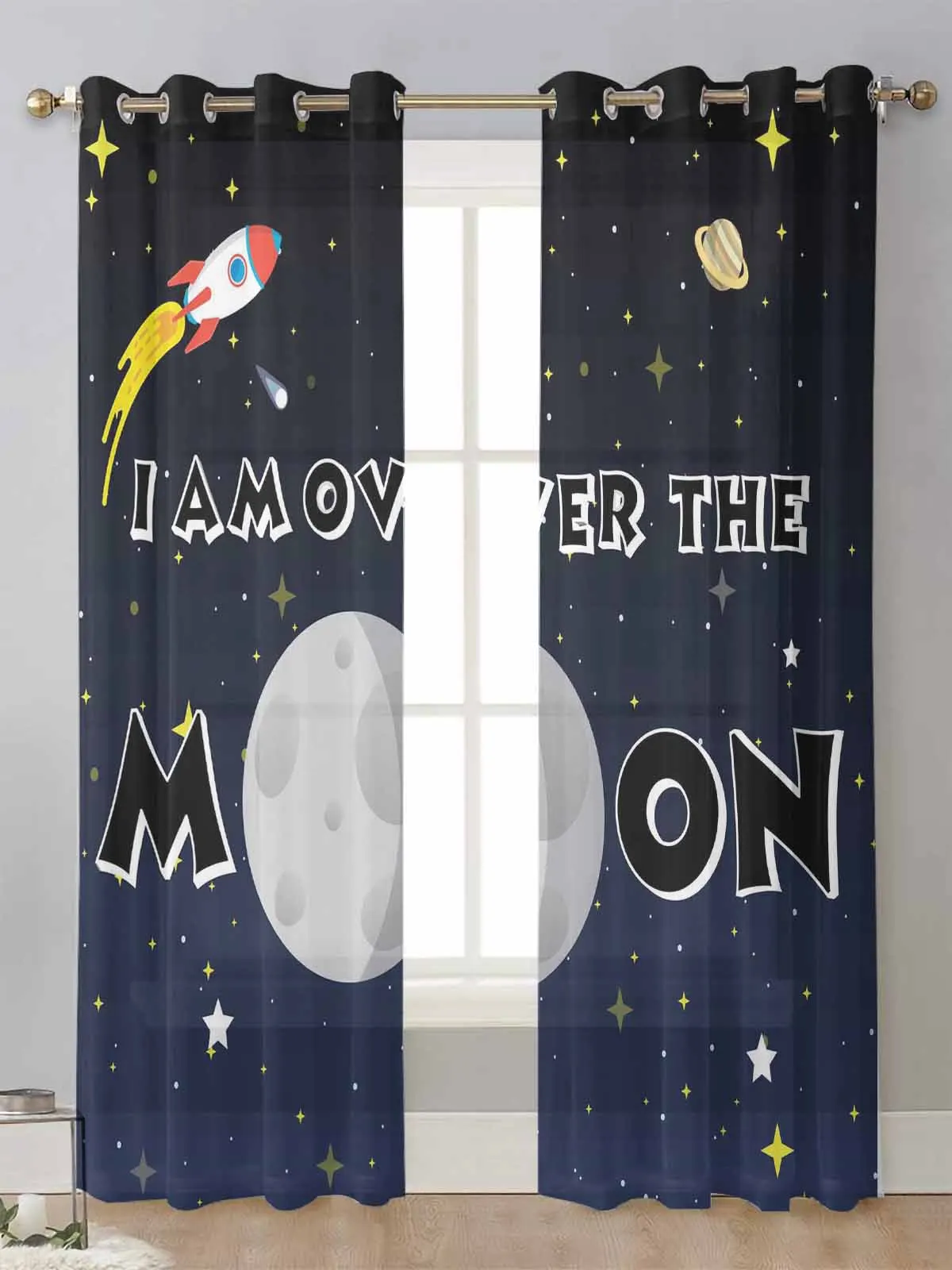 Space Universe Rocket Spaceship Moon Planet Sheer Curtains For Living Room Window Voile Tulle Curtain Cortinas Drapes Home Decor
Space Universe Rocket Spaceship Moon Planet Sheer Curtains For Living Room Window Voile Tulle Curtain Cortinas Drapes Home Decor