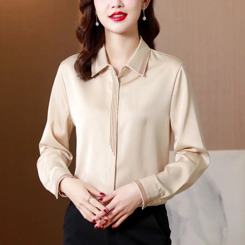 Chiffon Women's Blouse Solid Silk Girl Shirt Long Sleeve Top Spring Autumn Fashion Clothing Casual Lady Blusas Houthion
Chiffon Women's Blouse Solid Silk Girl Shirt Long Sleeve Top Spring Autumn Fashion Clothing Casual Lady Blusas Houthion