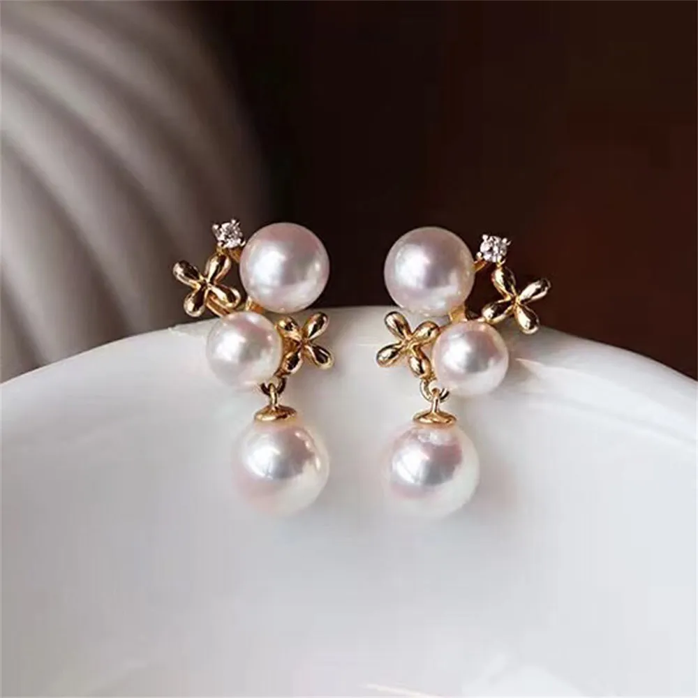 DIY Pearl Earnail Accessories S925 Sterling Silver Jewelry Three Bead Earrings Women's Empty Fit 3-5mm Beads
DIY Pearl Earnail Accessories S925 Sterling Silver Jewelry Three Bead Earrings Women's Empty Fit 3-5mm Beads