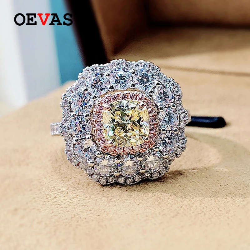 OEVAS 100% 925 Sterling Silver 2 Carat Yellow High Carbon Diamond Wedding Rings For Women Party Fine Jewely Anniversary Gifts
OEVAS 100% 925 Sterling Silver 2 Carat Yellow High Carbon Diamond Wedding Rings For Women Party Fine Jewely Anniversary Gifts