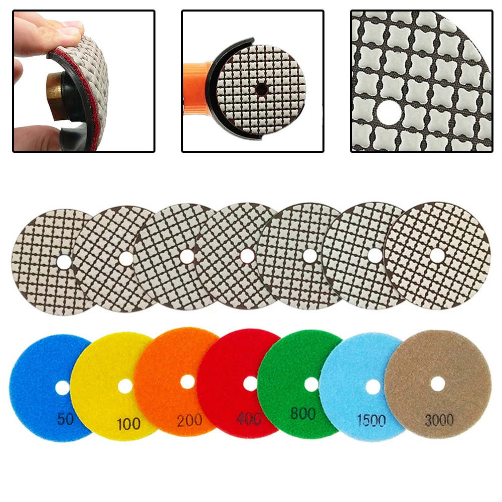 1pc 3 Inch 80mm Diamond Polishing Pads 50-3000 Grit Flexible Dry Grinding Disc For Granite Marble Polisher Abrasive Tools
1pc 3 Inch 80mm Diamond Polishing Pads 50-3000 Grit Flexible Dry Grinding Disc For Granite Marble Polisher Abrasive Tools