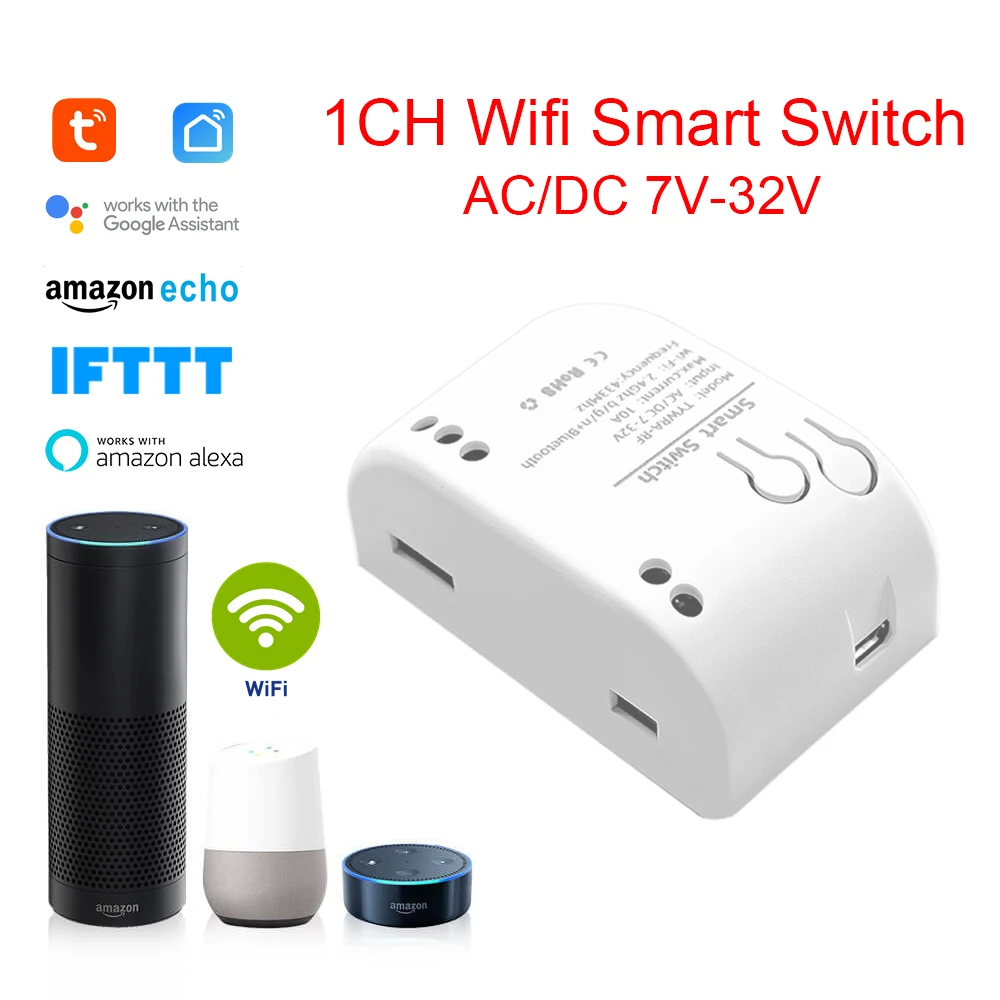 Переключатель Tuya WIFI 1CH 12V 24V 7-32V 220V релейный модуль радиочастотный приемник Tuya Smart Life APP дистанционное управление для гаражных дверей Alexa
Переключатель Tuya WIFI 1CH 12V 24V 7-32V 220V релейный модуль радиочастотный приемник Tuya Smart Life APP дистанционное управление для гаражных дверей Alexa