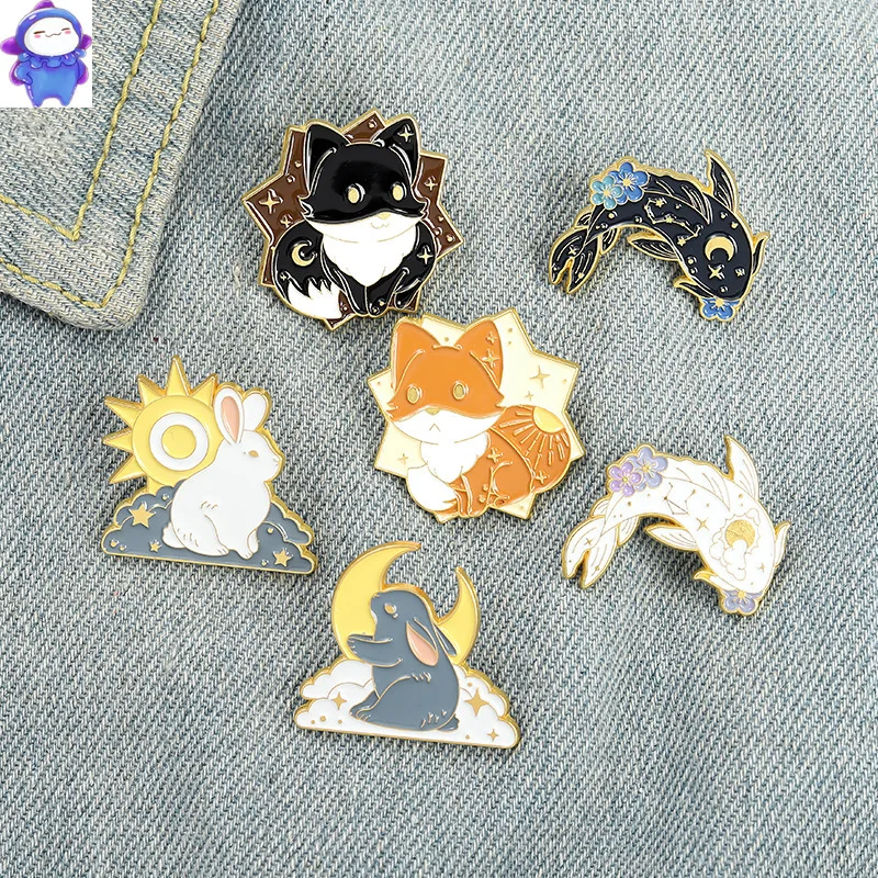 Cute Couple Black and White Fish Rabbit Nine-tailed Fox Soft Enamel Pins Animal Badge Brooch for Jewelry Accessory
Cute Couple Black and White Fish Rabbit Nine-tailed Fox Soft Enamel Pins Animal Badge Brooch for Jewelry Accessory