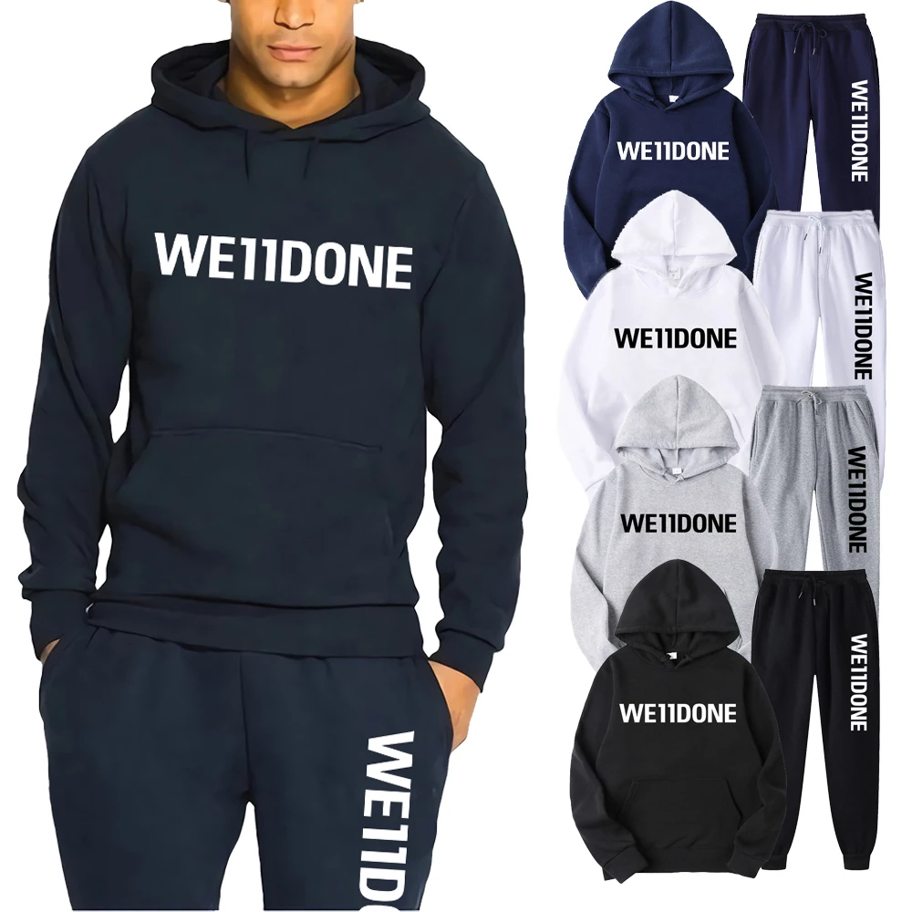 Men's Tracksuit Sportswear We11done Print Hoodies+Sweatpants Set Sweatshirts Streetwear Solid Color Pullover Tops Man Sport Suit
Men's Tracksuit Sportswear We11done Print Hoodies+Sweatpants Set Sweatshirts Streetwear Solid Color Pullover Tops Man Sport Suit