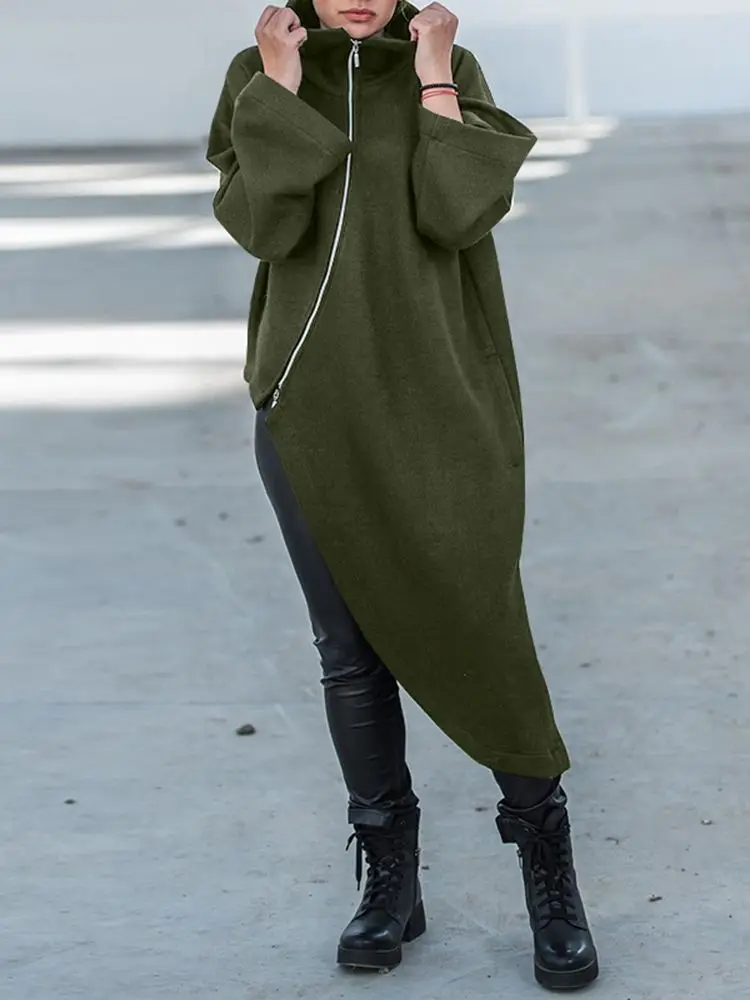 VONDA 2022 Winter Women Asymmetrical Coats Warm Irregular Long Sleeve Long Poncho High Collar Zipper Solid Jackets Overcoats
VONDA 2022 Winter Women Asymmetrical Coats Warm Irregular Long Sleeve Long Poncho High Collar Zipper Solid Jackets Overcoats