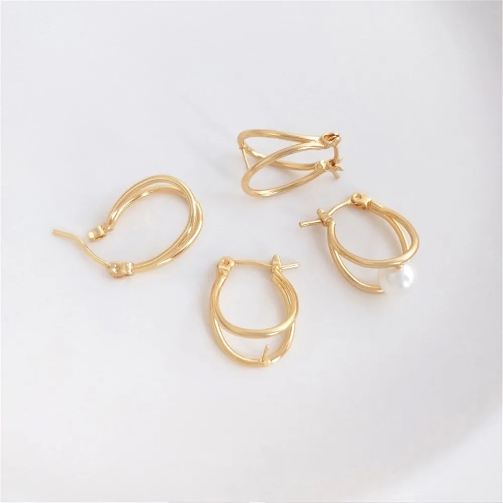 14K Gold Filled Plated Double Line U shaped earring with bead holder Diy earclasp plated real gold earring accessories material
14K Gold Filled Plated Double Line U shaped earring with bead holder Diy earclasp plated real gold earring accessories material