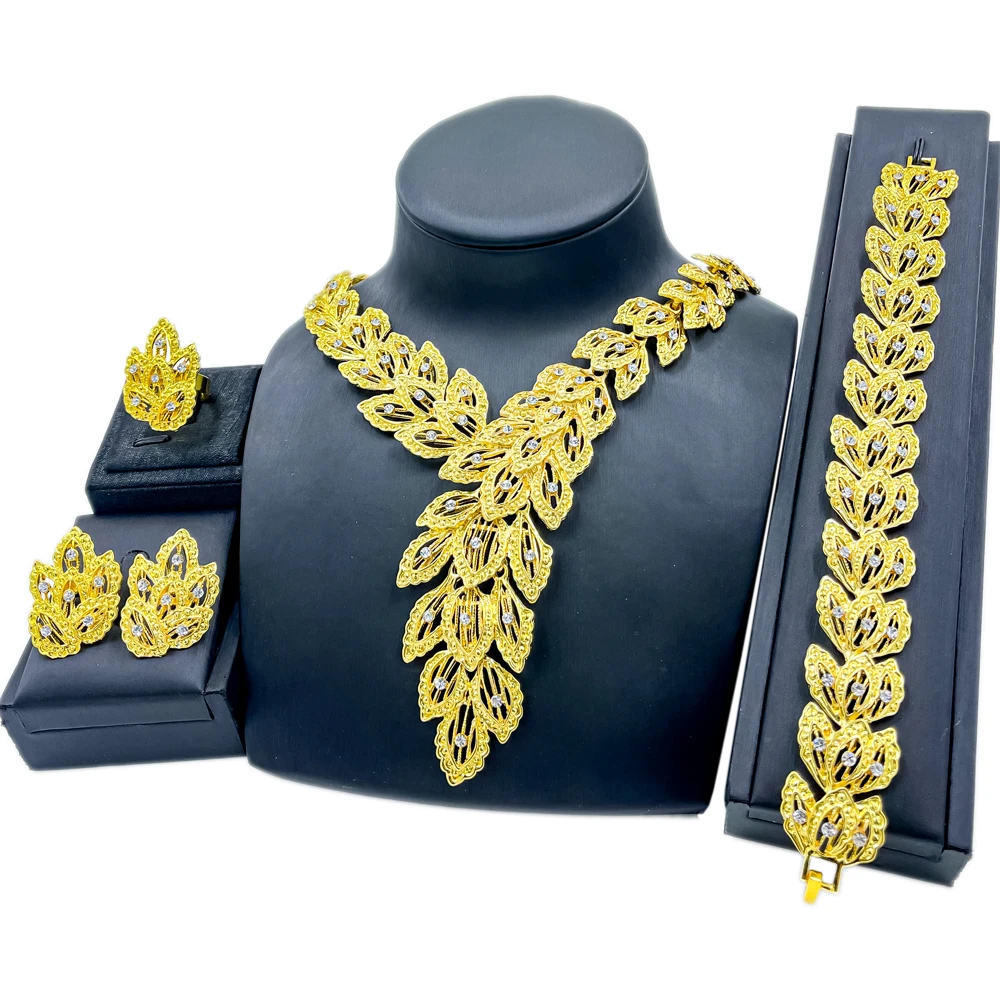 African Jewelry Set Long Necklace Leaf Shape Bracelet with Vintage Stud Earrings Ring for Women Wedding Accessories
African Jewelry Set Long Necklace Leaf Shape Bracelet with Vintage Stud Earrings Ring for Women Wedding Accessories