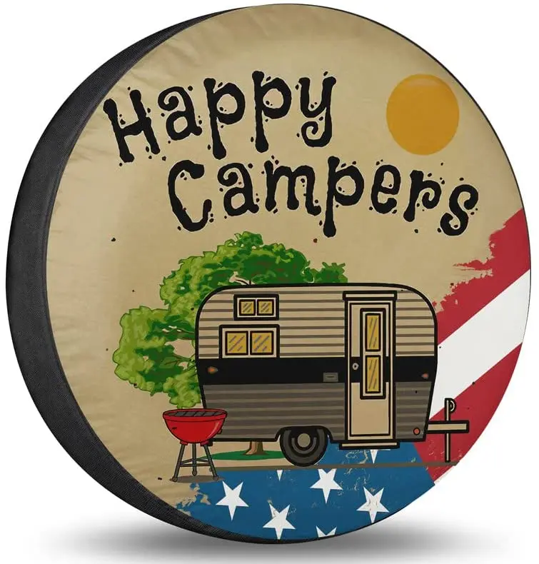 Spare Wheel Tire Cover Happy Camper Flag Spare Tire Cover Wheel Protectors Weatherproof for Camper Trailer Truck Travel Trailer
Spare Wheel Tire Cover Happy Camper Flag Spare Tire Cover Wheel Protectors Weatherproof for Camper Trailer Truck Travel Trailer