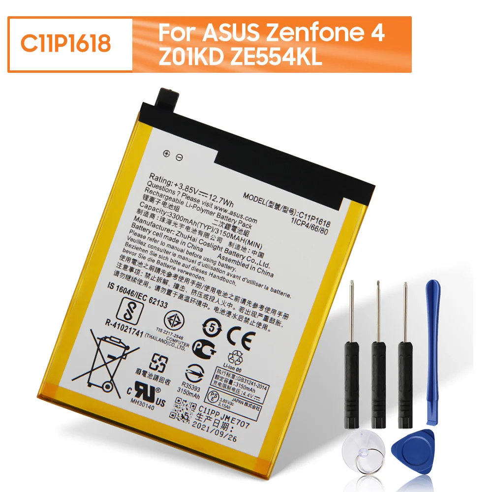 

Agaring Original Replacement Phone Battery C11P1618 For ASUS Zenfone 4 Z01KD ZE554KL Authenic Rechargeable Battery 3150mAh