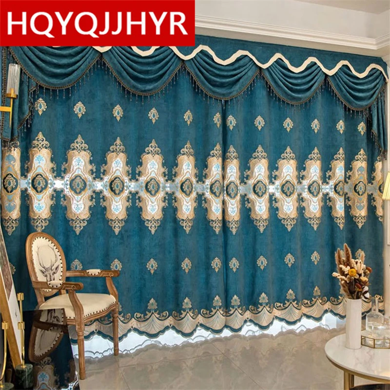 HQYQJJHYR европейские и американские Роскошные Синие шенилловые золотые шторы с вышивкой для гостиной спальни кухни квартиры
HQYQJJHYR европейские и американские Роскошные Синие шенилловые золотые шторы с вышивкой для гостиной спальни кухни квартиры