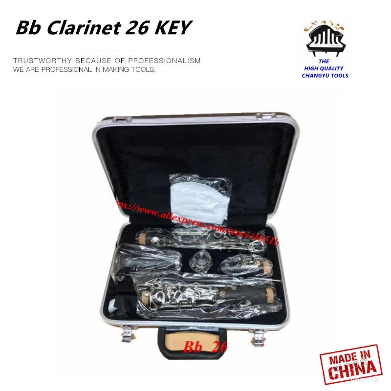 

Bb Clarinet 26 KEY Germany Stype Silver-coated bakelite mouthpiece Leather carrying case Bb Key ebonite 26 KEYS Klarnet