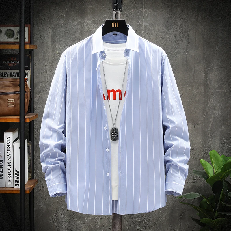 Mens Long Sleeve Casual Shirt Striped Thin Youthful Hawaiian Shirts Slim Fit Spring Autumn Clothing Beach Shirt
Mens Long Sleeve Casual Shirt Striped Thin Youthful Hawaiian Shirts Slim Fit Spring Autumn Clothing Beach Shirt