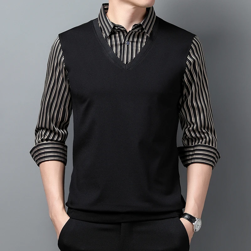 Men's False Two Pieces Shirt Collar Thickened Bottoming Shirt T-shirt Collar Young and Middle-Aged Fashion Casual Shirt
Men's False Two Pieces Shirt Collar Thickened Bottoming Shirt T-shirt Collar Young and Middle-Aged Fashion Casual Shirt