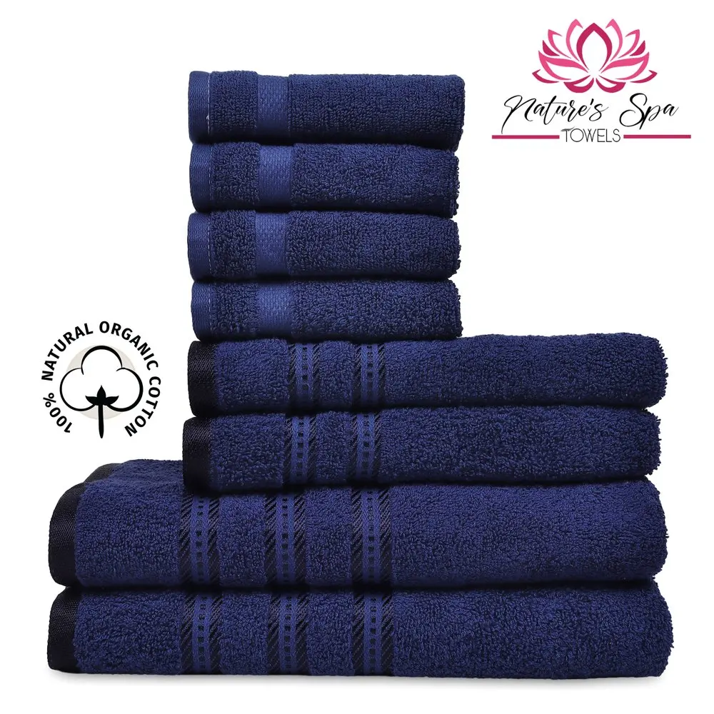 Набор из 8 плюшевых полотенец из 100% хлопка темно-синего цвета 
Набор из 8 плюшевых полотенец из 100% хлопка темно-синего цвета