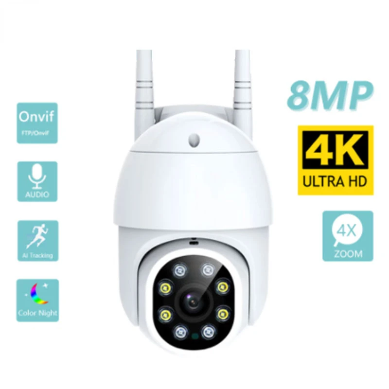 

Wireless Outdoor HD Camera 8MP 4K WIFI Video Surveillance Security Protection Record PTZ Speed Dome CCTV 5MP ICsee Baby Monitor