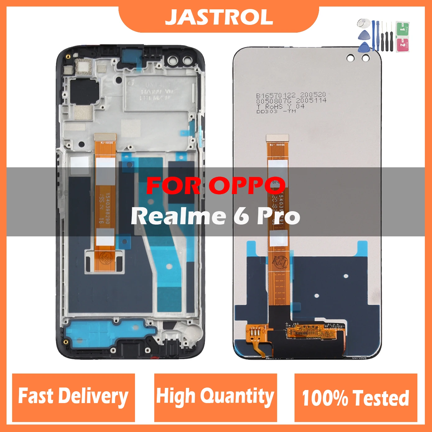 Оригинальный ЖК-дисплей 6,6 дюйма для Realme 6 Pro RMX2061 RMX2063, детали для замены с рамкой 
Оригинальный ЖК-дисплей 6,6 дюйма для Realme 6 Pro RMX2061 RMX2063, детали для замены с рамкой