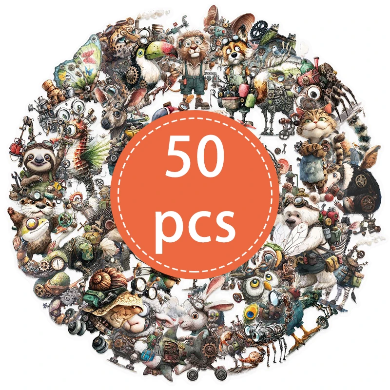 50 шт. прозрачных виниловых стикеров с животными
50 шт. прозрачных виниловых стикеров с животными