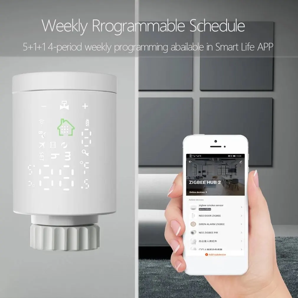 Tuya Smart ZigBee3.0 Radiator Actuator Programmable Thermostat Thermostatic Radiator Valve Temperature Controller Smart Home
Tuya Smart ZigBee3.0 Radiator Actuator Programmable Thermostat Thermostatic Radiator Valve Temperature Controller Smart Home