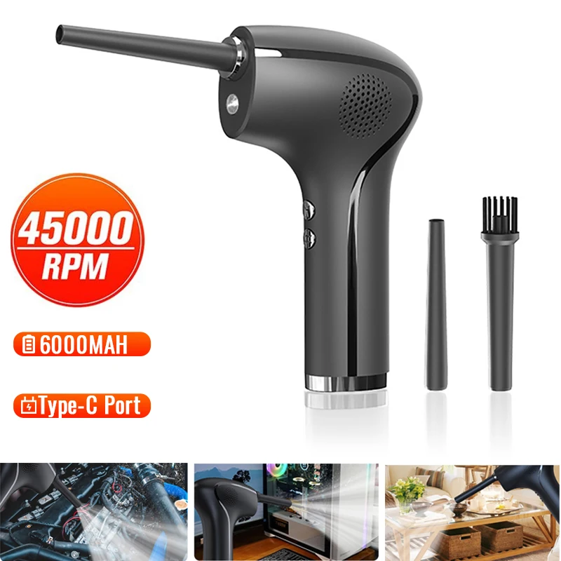 45000RPM Wireless Air Duster Type C Vacuum Cleaner Blower Handheld Compressed Cordless Tool PC Laptop Car Keyboard 6000mAh
45000RPM Wireless Air Duster Type C Vacuum Cleaner Blower Handheld Compressed Cordless Tool PC Laptop Car Keyboard 6000mAh