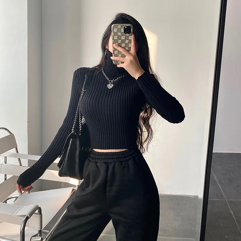 Black Turtleneck Women Fold Knit Virgin Killer Sweater Slim Elasticity Ribbed Long Sleeve Top Sleeves Tops Stripe Base Pullovers
Black Turtleneck Women Fold Knit Virgin Killer Sweater Slim Elasticity Ribbed Long Sleeve Top Sleeves Tops Stripe Base Pullovers
