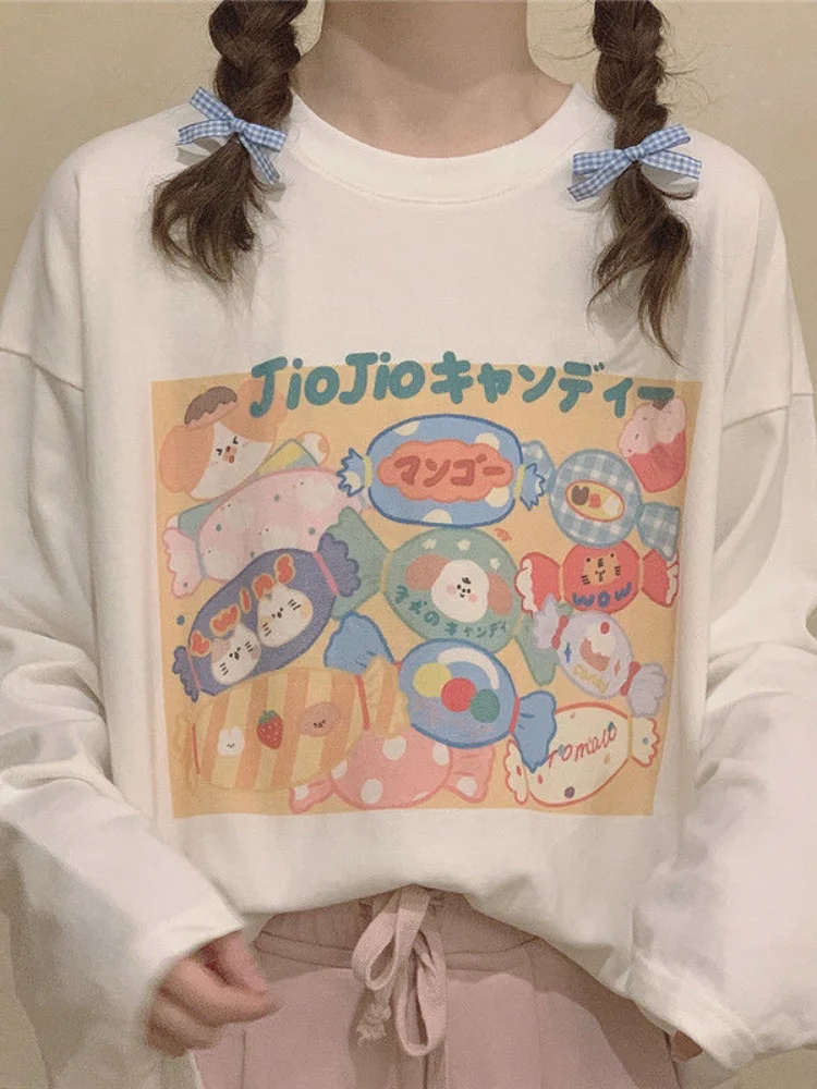 Deeptown Harajuku Kawaii White T Shirts Women Korean Streetwear Graphic Tops Long Sleeve Loose Printed Sweet Tees Female Spring
Deeptown Harajuku Kawaii White T Shirts Women Korean Streetwear Graphic Tops Long Sleeve Loose Printed Sweet Tees Female Spring