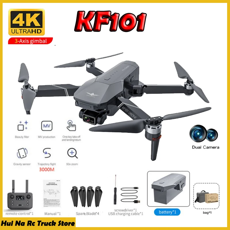 

Drone 4k Profesional HD Camera 5G Wifi KF101 Rro Max GPS FPV Quadcopter RC Helicopter 3000M 3-Axis Gimbal EIS Anti-shake Boy Toy