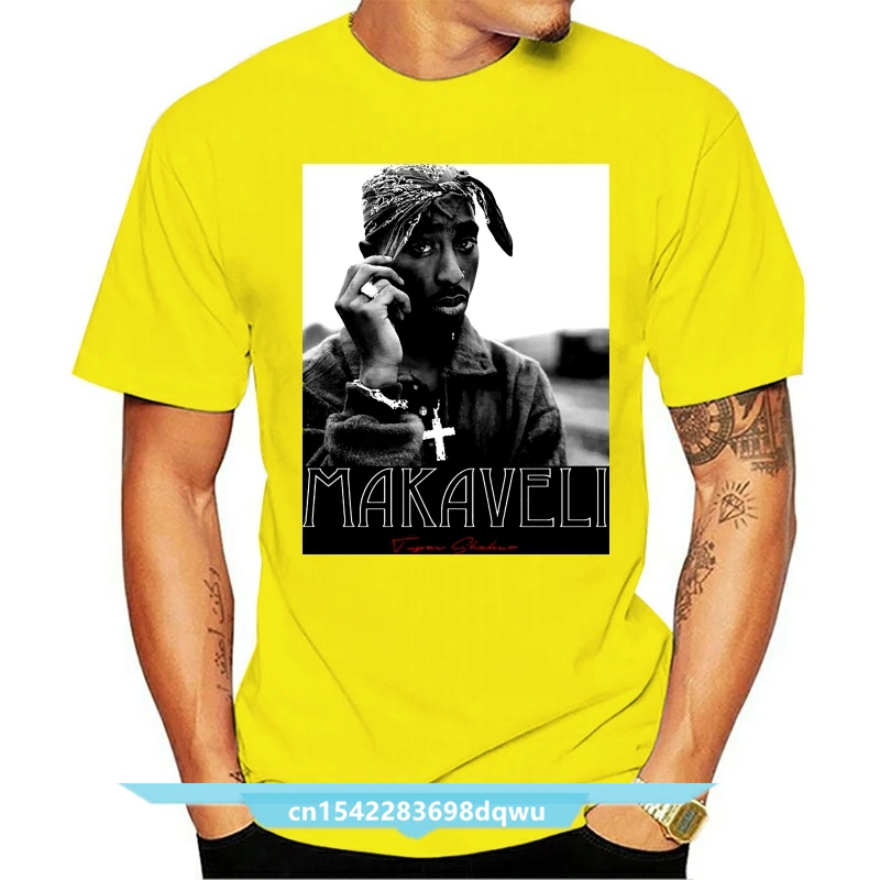 

Makaveli 2pac Shakur Black And White Autograph T-Shirt Tee T Shirt O-Neck Summer Personality Fashion Men T-Shirts
