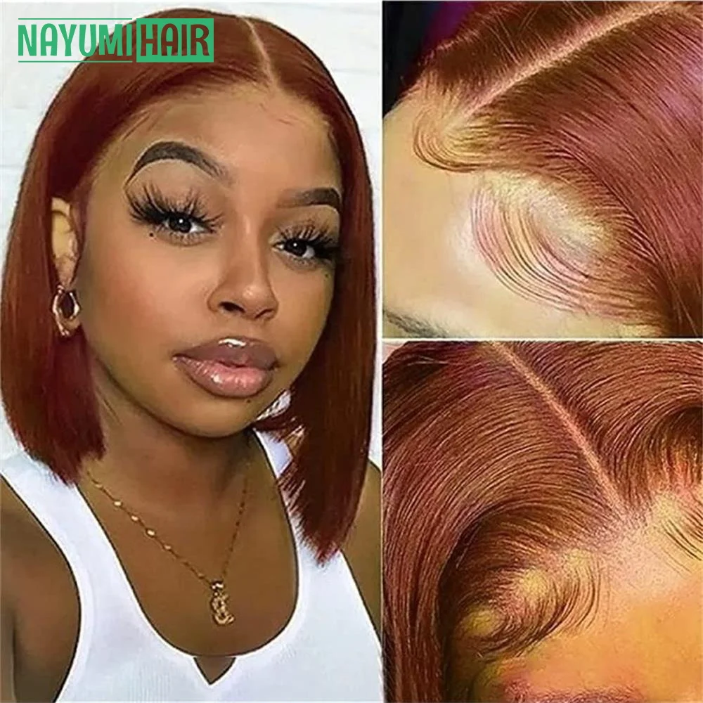 13x4 Lace Front Human Hair Wig Reddish Brown Straight Short Bob Wigs #33 Color Lace Frontal Wig For Women Pre Cut Bleached Knots
13x4 Lace Front Human Hair Wig Reddish Brown Straight Short Bob Wigs #33 Color Lace Frontal Wig For Women Pre Cut Bleached Knots