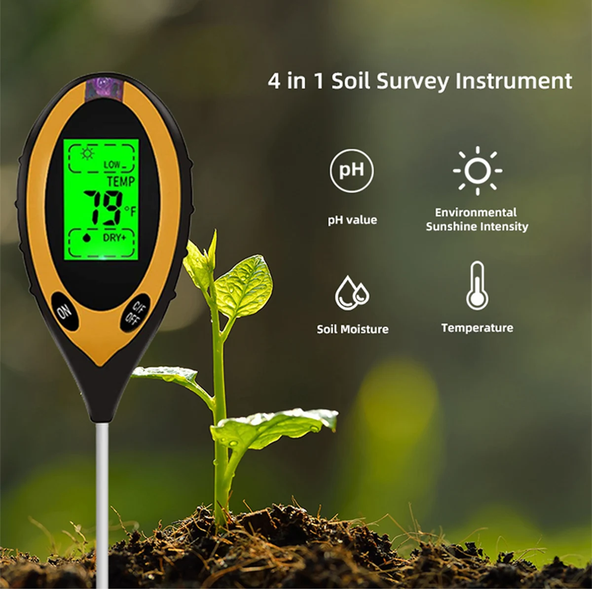 Soil moisture detector ph thermometer Moisture and nutrient pH value Test the fertility of plants and flower POTS
Soil moisture detector ph thermometer Moisture and nutrient pH value Test the fertility of plants and flower POTS