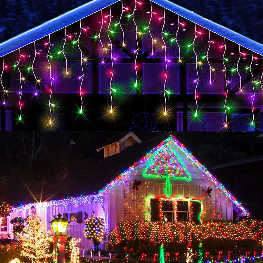 

4/5M LED Christmas Garland Fairy Curtain Lights Outdoor Waterproof Icicle String Light for Garden Balcony Fence Mall Eaves Decor