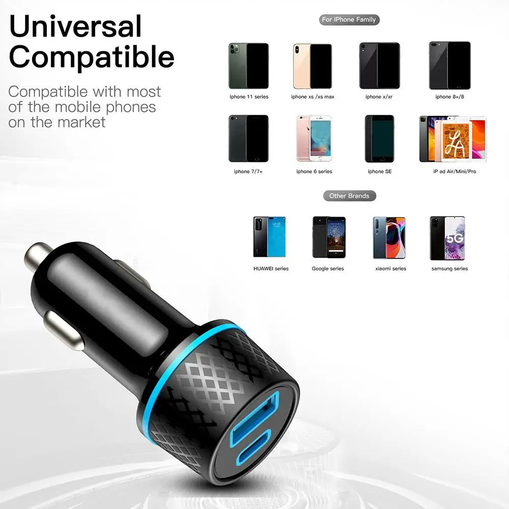 QC3.0 USB Car Charger Dual Channel PD20W Ultra-fast Charging Adapter With Soft Led Light For Mobile Phones Tablets Navigators
QC3.0 USB Car Charger Dual Channel PD20W Ultra-fast Charging Adapter With Soft Led Light For Mobile Phones Tablets Navigators