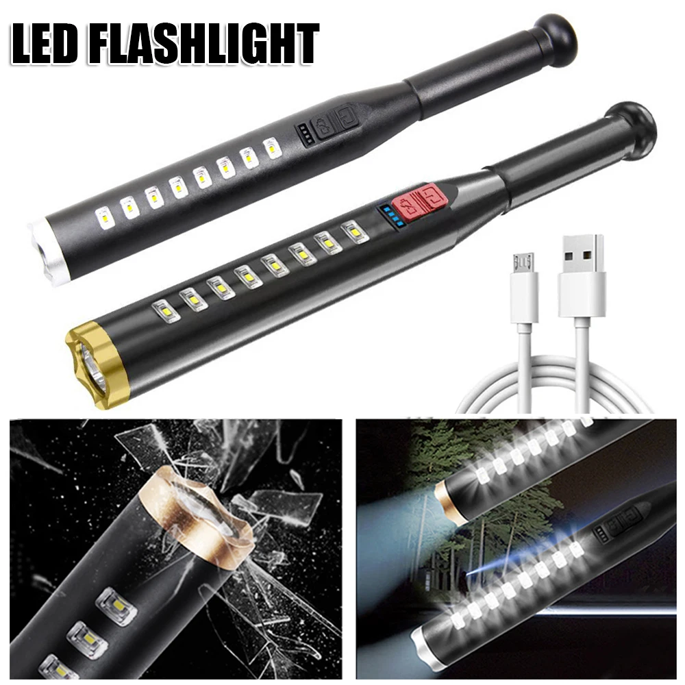 

High-brightness LED Flashlight Baseball Bat Flashlights USB Rechargeable Lamp Waterproof Flashlights Outdoor Emergency Torches