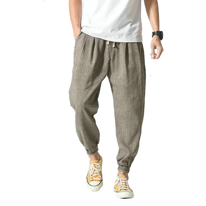 Summer Cotton Linen Harem Men Pants Chinese Style Joggers Men Casual Lightweight Ankle-length Male Trousers Sweatpants 
Summer Cotton Linen Harem Men Pants Chinese Style Joggers Men Casual Lightweight Ankle-length Male Trousers Sweatpants
