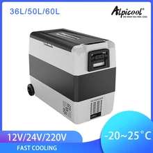 Alpicool T 36L 50L 60L Car Refrigerator Portable Ice Box APP Control 110V 220V 12V/24V Freezer Home Camping Mini Fridge Vehicle