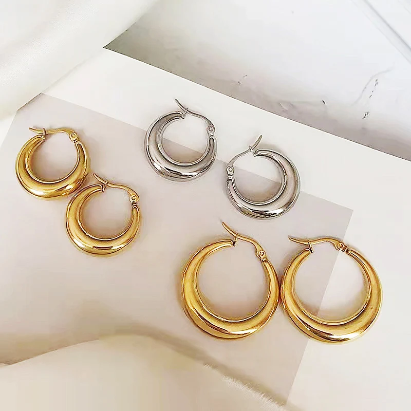 Gold Color Stainless Steel Hoop Earrings for Women Smooth Round Punk Hip Hop Jewelry Accessories Girl's Daily Wear Earrings
Gold Color Stainless Steel Hoop Earrings for Women Smooth Round Punk Hip Hop Jewelry Accessories Girl's Daily Wear Earrings