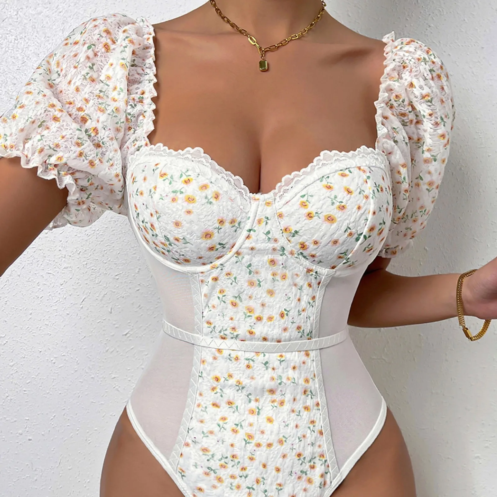 Jumpsuit For Women Elegant Floral Print Square Neck Corset Bodycon Overalls For Women Transparent Mesh Patchwork Women Bodysuits
Jumpsuit For Women Elegant Floral Print Square Neck Corset Bodycon Overalls For Women Transparent Mesh Patchwork Women Bodysuits