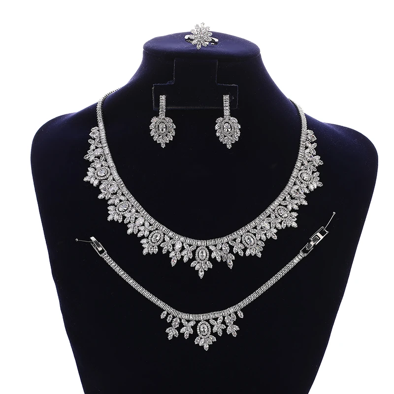 

Jewelry Set HADIYANA Luxury Wedding Bridal Necklace Bracelet Ring Earring Boutique Zirconia Set BN8064 Birthday Gifts