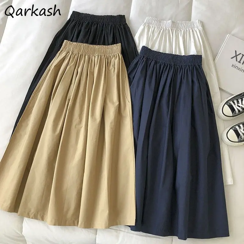 4 Colors Mid-calf Skirts for Women Korean Style Elastic High Waist Casual Daily Prevalent Solid Elegant Юбка Женская Females New
4 Colors Mid-calf Skirts for Women Korean Style Elastic High Waist Casual Daily Prevalent Solid Elegant Юбка Женская Females New