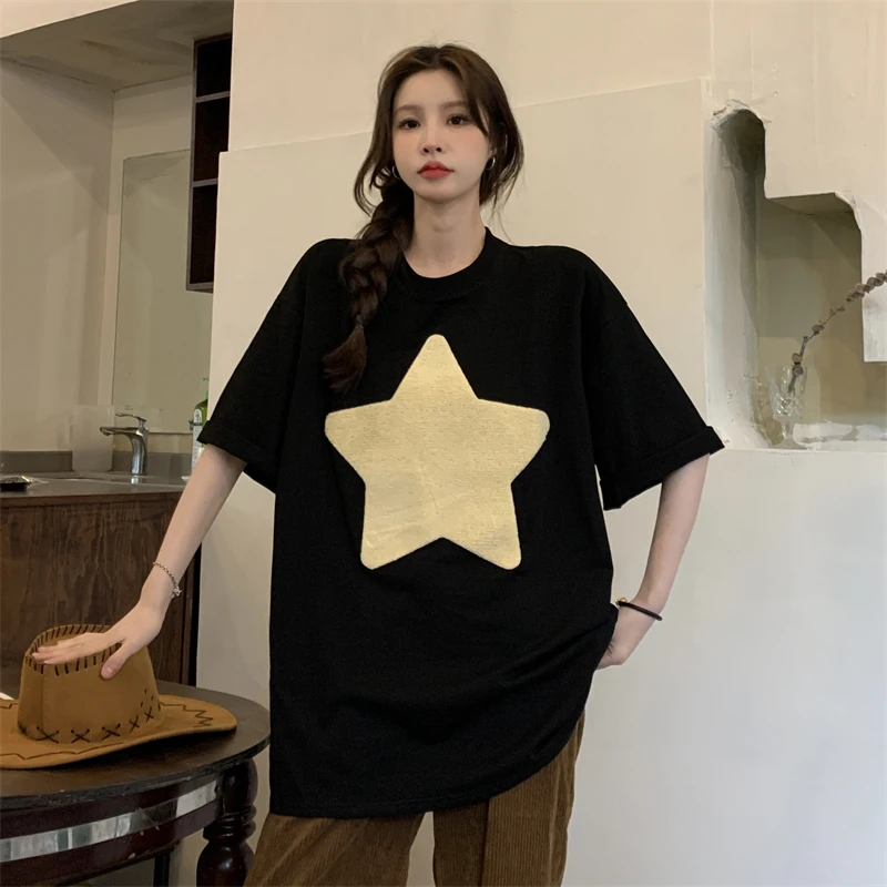 Female Korean Harajuku Vintage Ins Star Print Loose Tshirt Women's T-shirts Tops Japanese Kawaii Ulzzang Clothes For Women
Female Korean Harajuku Vintage Ins Star Print Loose Tshirt Women's T-shirts Tops Japanese Kawaii Ulzzang Clothes For Women