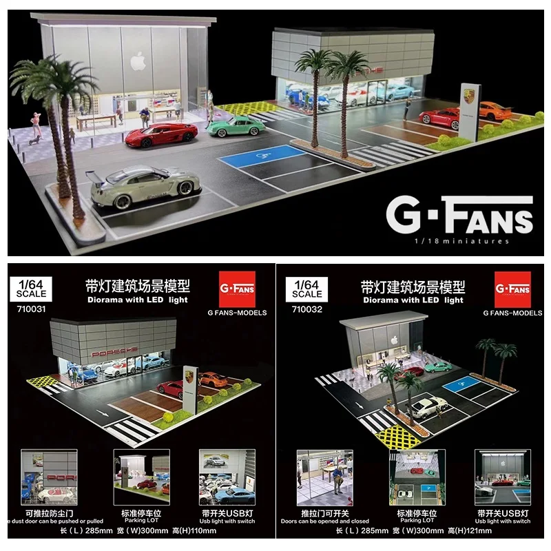 

G-FANS Model 1:64 Led Light Diorama Apple store Por Centre Building w/Parking