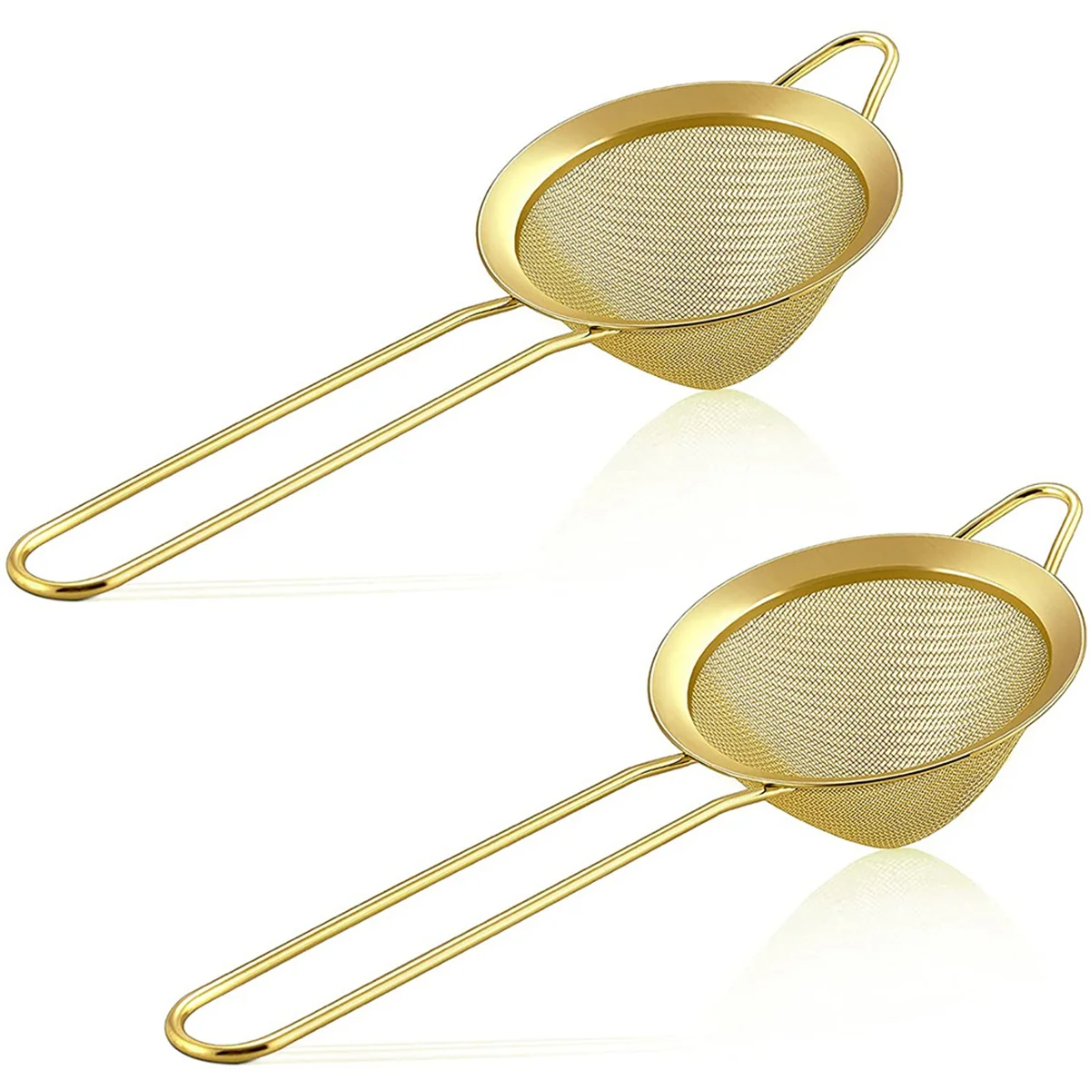 2-Piece Set of Stainless Steel Tea Strainer with Long Handle Small Cone-Shaped Mesh Strainer Gold
2-Piece Set of Stainless Steel Tea Strainer with Long Handle Small Cone-Shaped Mesh Strainer Gold