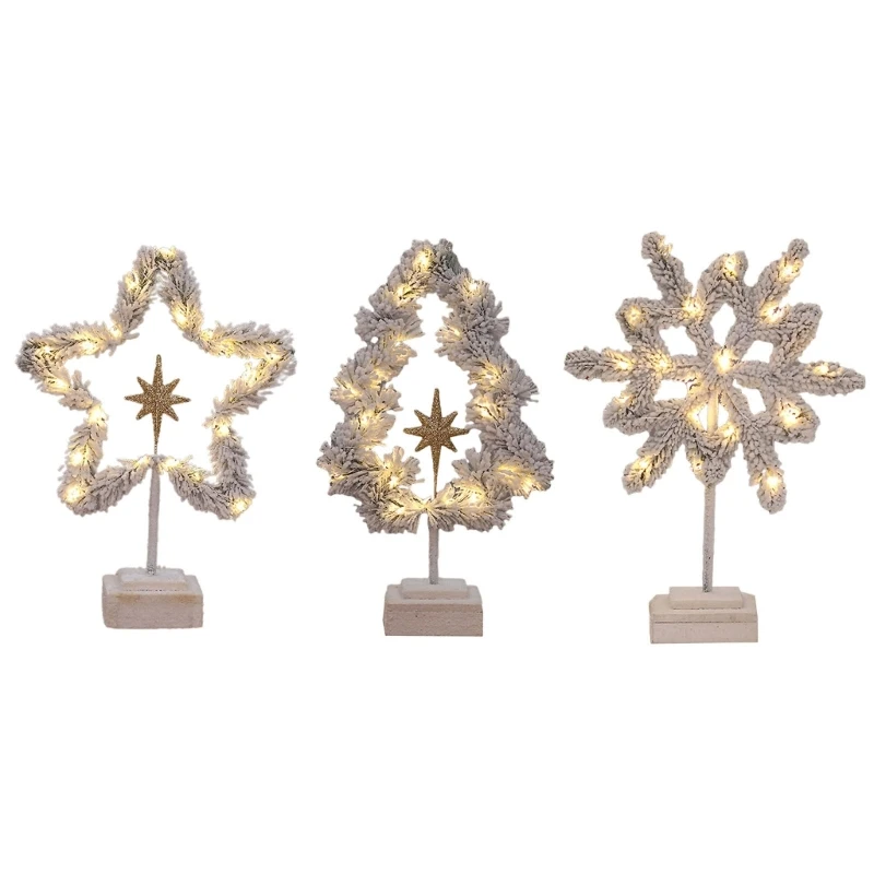 Flocking Christmas Tree Snowflake with LED Light Desktop Decoration Holiday Party Dining Table Decor 2024 New Year Gift 
Flocking Christmas Tree Snowflake with LED Light Desktop Decoration Holiday Party Dining Table Decor 2024 New Year Gift